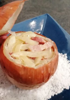 Une photo de Oignons à la carbonara