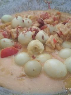 Foto resep Telur puyuh+tahu kuah santan pedas