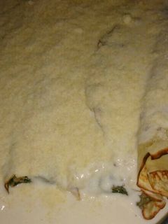 Una foto de Canelones de verdura y carne con salsa blanca