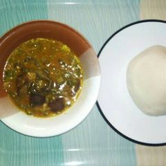 A picture of Okra and ogbonno soup.