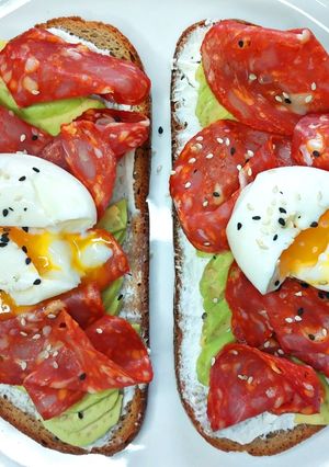 Une photo de Tartine au chorizo (bruschetta)