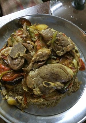 صورة لوصفة مقلوبه البطاطا والباذنجان