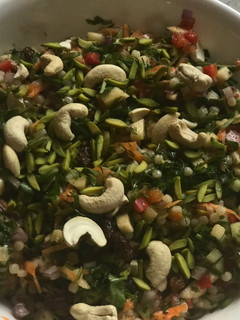 A picture of Sweet and Tangy Couscous salad with nuts and vegetables.