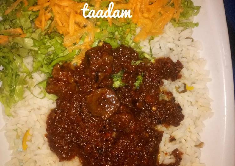 Simple Way to Make Speedy Rice,stew,lettuce and carrot