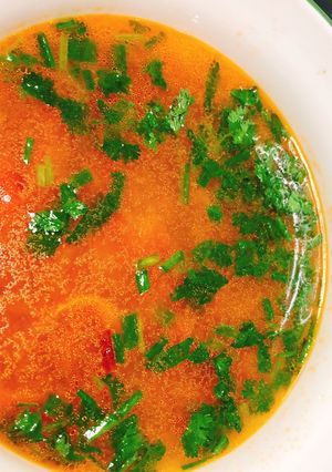 Hình của món Canh cà chua nấu tép khô.