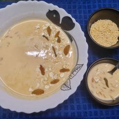 Orzo Pasta Kheer / Pudding with Date Palm Jaggery A picture of Orzo Pasta Kheer / Pudding with Date Palm Jaggery.