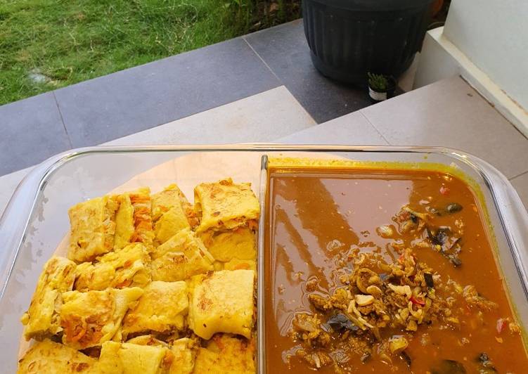 Vegetables martabak with beef curry masala