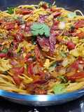 Espaguetis integrales sin lactosa con mucho color y sabor!💥🍝
