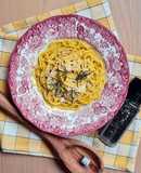 One pot spaghetti al azafrán 🌱 Plato vegetariano con opción vegana