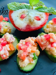 A picture of Cucumber Quinoa Canapés.