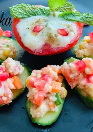 A picture of Cucumber Quinoa Canapés.