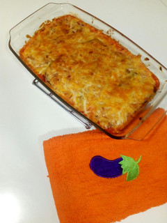 Una foto de Lasaña de berenjena y tomate súper fácil