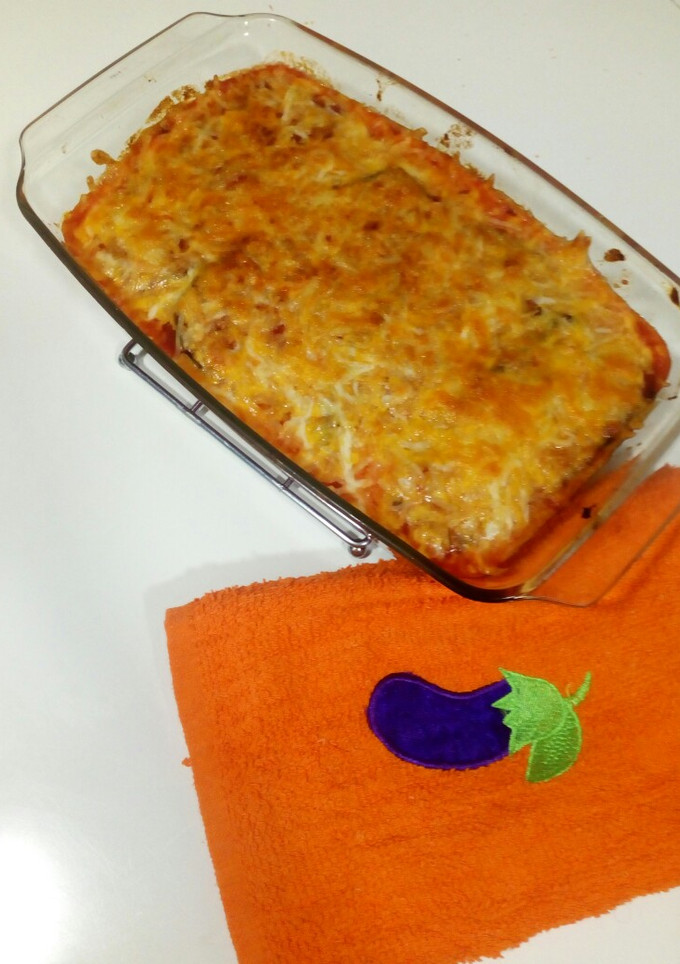 Una foto de Lasaña de berenjena y tomate súper fácil