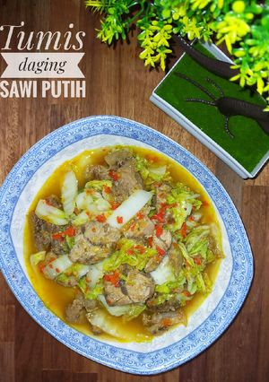 Foto resep Tumis daging rebus dengan sawi putih