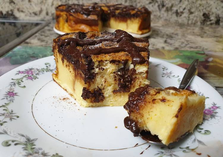 Tarta de torrijas con chocolate