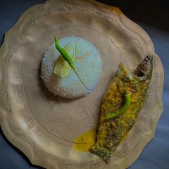 A picture of Koi Jhaal or Climbing Perch in Mustard paste.