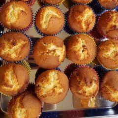 A picture of Glacé cherry muffins.