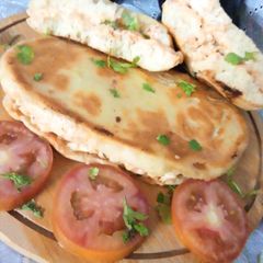 A picture of Chicken Panini Sandwich with homemade panini bread.