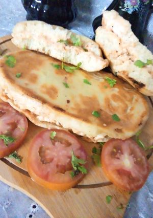 A picture of Chicken Panini Sandwich with homemade panini bread.