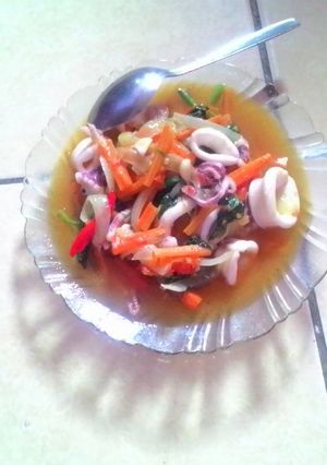 Foto resep Cumi bayam pedas asam