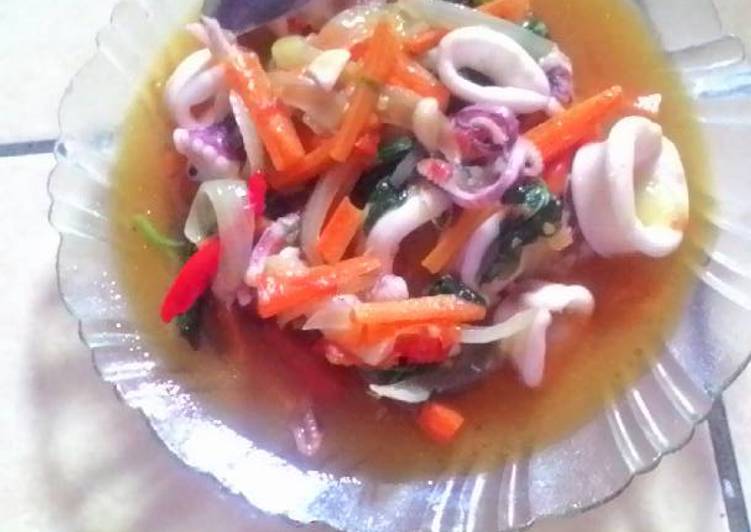 Cumi bayam pedas asam