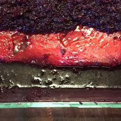 A picture of California Farm Beet Juice Cured Salmon.