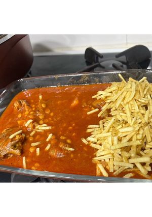 عکسی از دستور خورش قیمه با چیپس خلالی