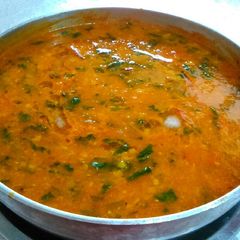 A picture of Palak Moong dal tadka.