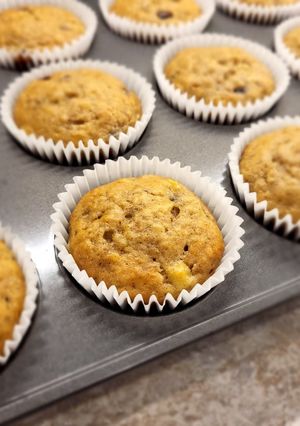 A picture of Chocolate Chip Banana Muffins.