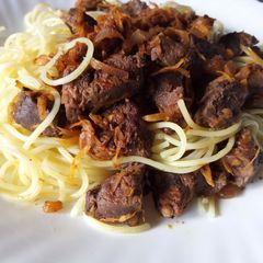A picture of Spaghetti with Liver.