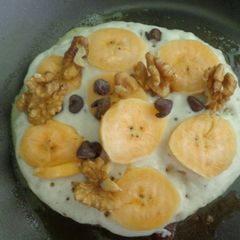 A picture of Walnut, Banana and Choc Chip Pancake.