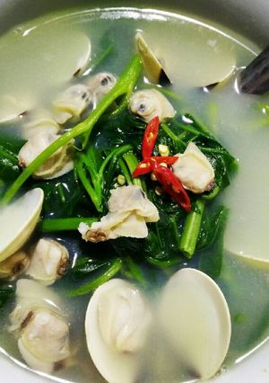 Hình của món Canh ngao rau muống.