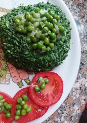 Foto di Riso basmati con spinaci e piselli