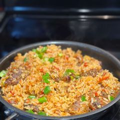 A picture of Mouthwatering asun jellof rice.