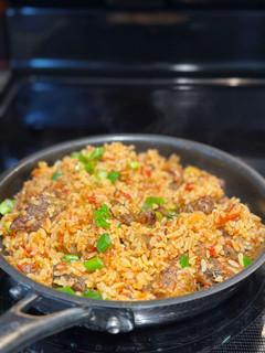 A picture of Mouthwatering asun jellof rice.