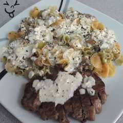 Una foto de Pasta con Solomillo y Salsa de Queso
