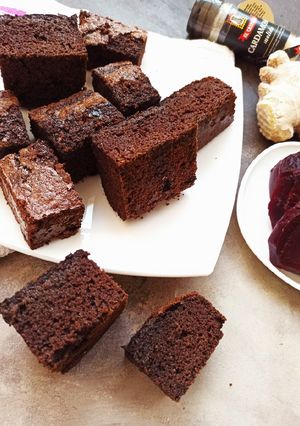 Una foto de Brownie de chocolate 🍫 y remolacha