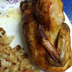 A picture of Chicken Stuffed with a banana.