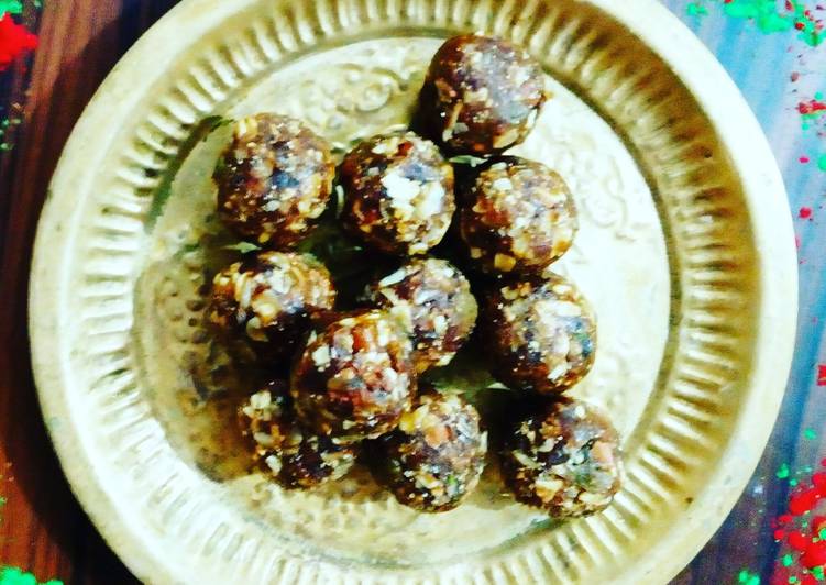 Recipe of Homemade Dry fruits laddu (without sugar)
