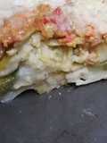 Lasagna de zapallitos, puerro, zucchini y proteína de soja
