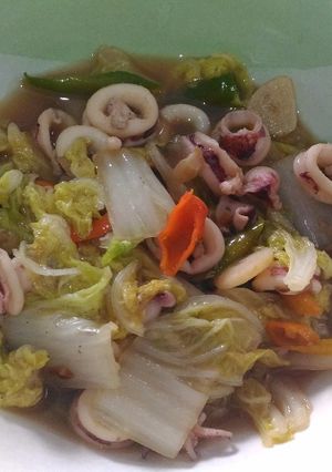 Foto resep Oseng sawi putih dan cumi