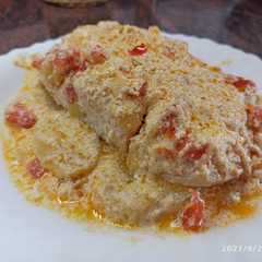 รูปของ Salmón en crema parmesano al microondas