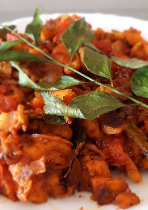 A picture of Prawns Coconut Recipe Prawns Thengakoth Coconut slices ularth.