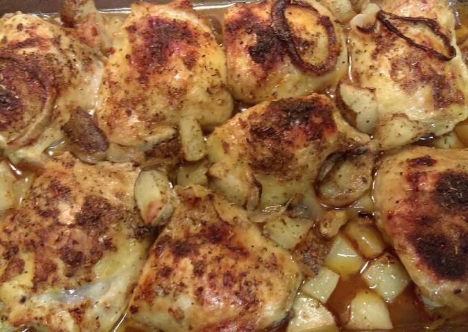 Easiest Way to Prepare Favorite Baked thighs with potatoes