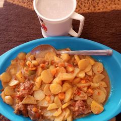 A picture of Irish pottage served with kunun aya.