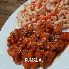 A picture of Chicken chilli dry wid #mayo #pasta.5 weeks challenge with Huma.