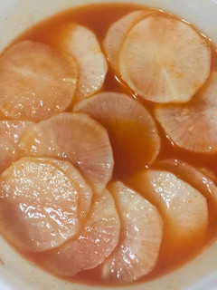 A picture of Spicy Pickled Radish (Korean style, sugar free).