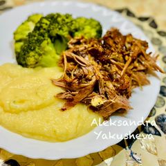 A picture of Leg of lamb with lean parsnip puree.