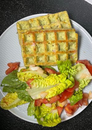 Une photo de Gaufre brocolis jambon