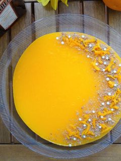 Una foto de Cheesecake de vainilla, naranja y licor cointreau